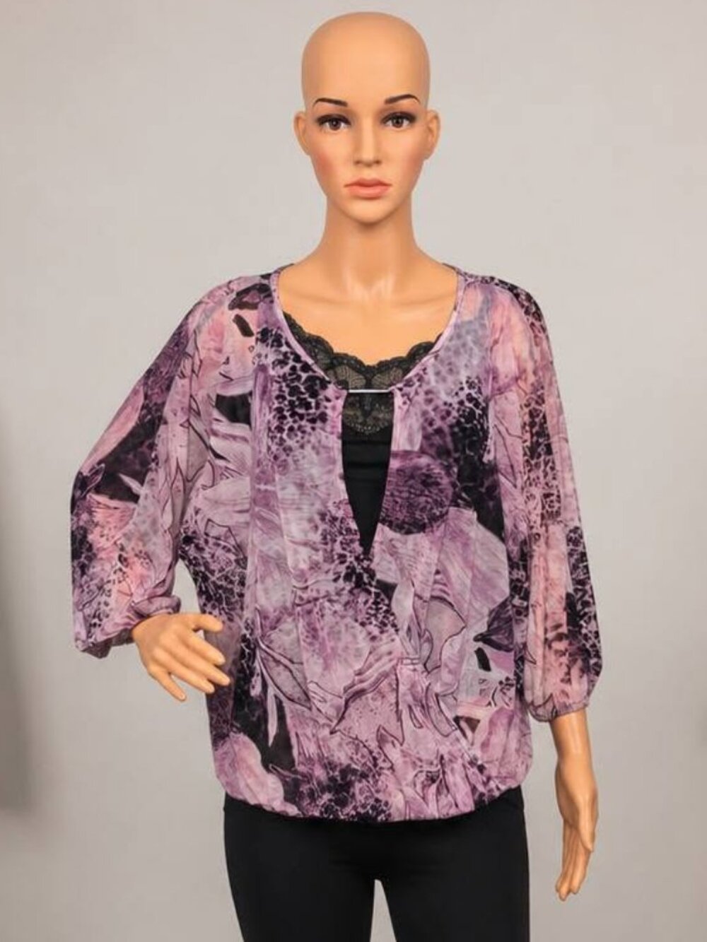 JLO Jennifer Lopez Purple Sheer Top XL with Added Tank Top